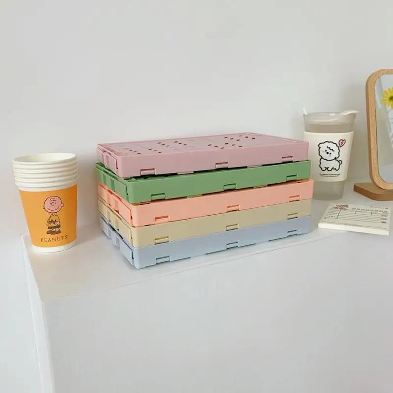 Nouveau Mini support de papeterie pliable empilable en plastique Simple mignon étudiant bureau boîte