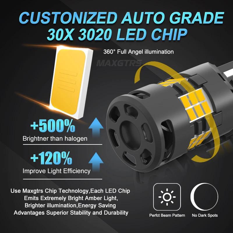 Ampoules LED pour clignotant de voiture, 2x7440 T20 W21W 1156 P21W BA15S BAU15S, Canbus sans Hyper F