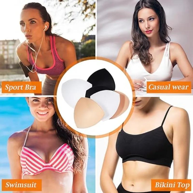 2/12 pièces coussinets de soutien-gorge éponge douce femmes Triangle soutien-gorge Pad sport Bikini