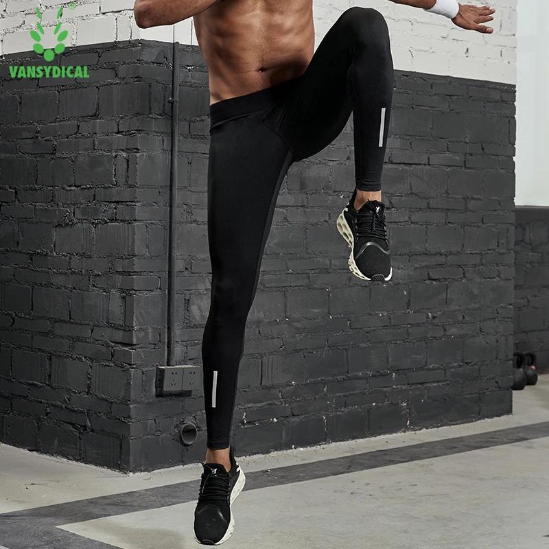 VANSYDICAL – pantalon de Compression pour hommes, collant de course avec rayures réfléchissantes, Le