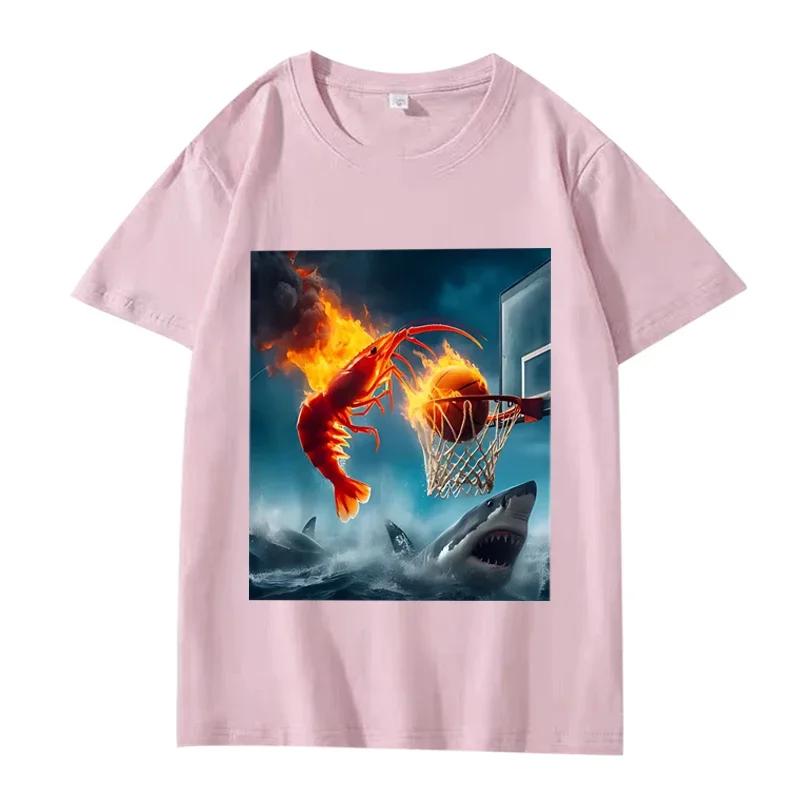 Crevettes Dunking on Shark graphique t-shirt rétro pêche Meme t-shirt femmes à manches courtes été h