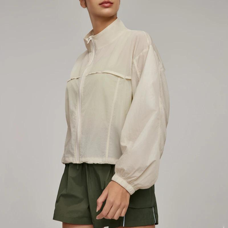 VITALINOVO Veste de sport légère à fermeture éclair pour femme Col montant Veste de randonnée coupe-