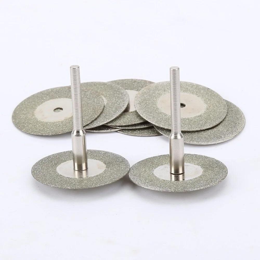 Disques de coupe diamantés 30mm, Mini lame de scie coupée avec 2 pièces de connexion de tige de 3mm