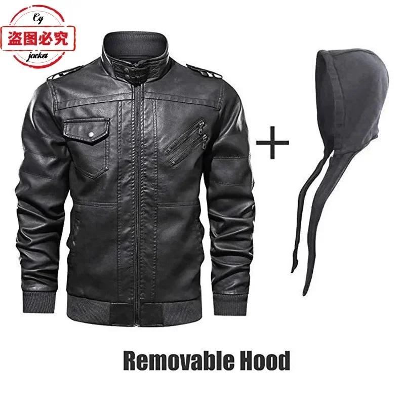Golden Wing 1800 Logo de moto imprimé rétro lavé veste en cuir PU coupe-vent hommes veste en cuir à