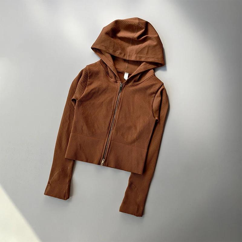 Veste sport femme moulante à double capuche : idéale running, yoga et pilates