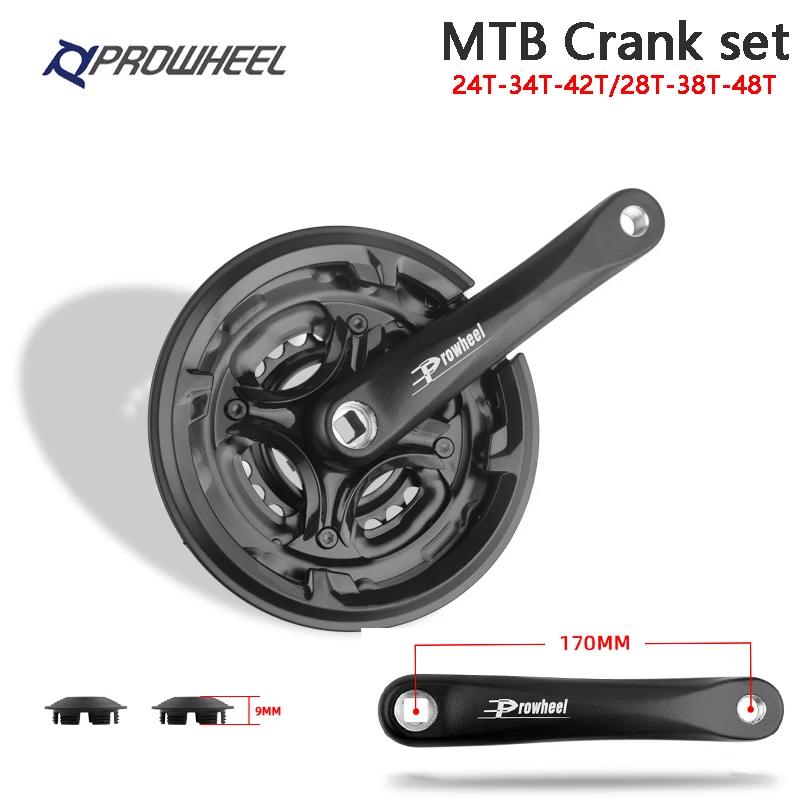 PROWHEEL pédalier de vélo 24-34-42T 28-38-48T 7/8/9 vitesses vtt jeu de manivelle de vélo 170mm trou