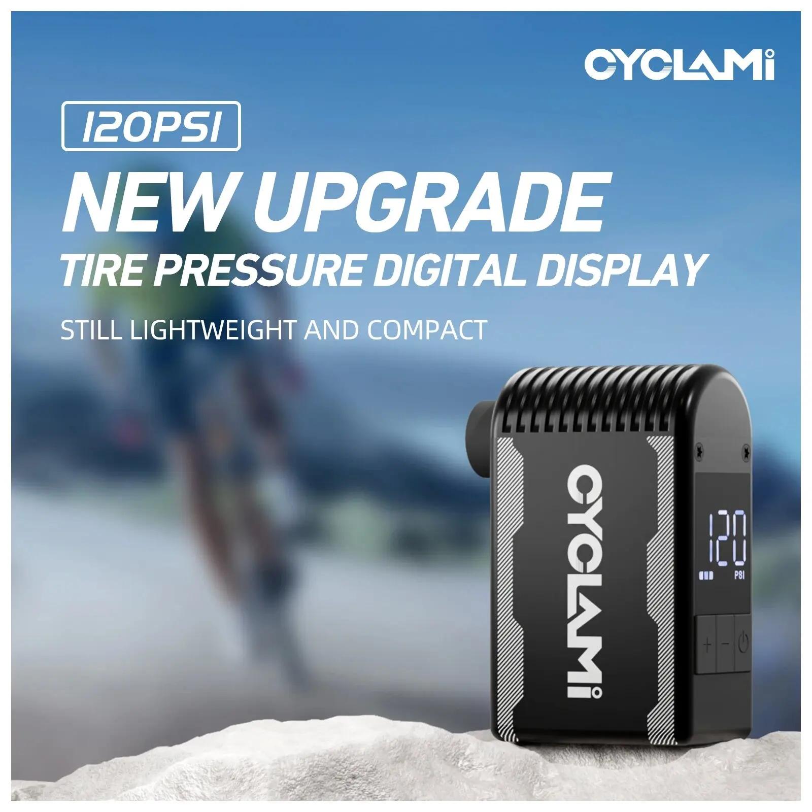 Pompe à air électrique CYCLAMI sans fil - Gonfleur vélo portable 120 PSI Presta Schrader