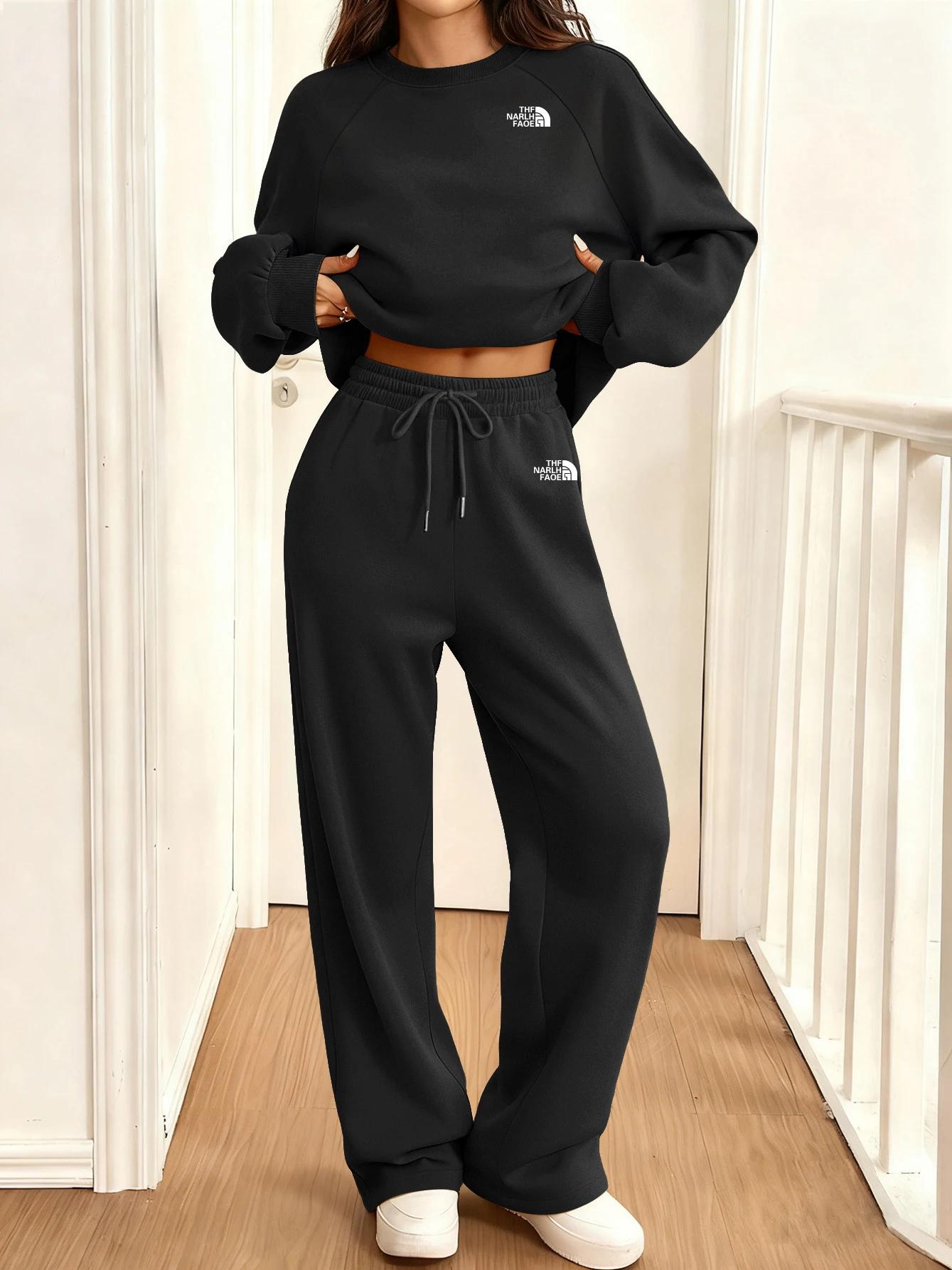 Ensemble de survêtement femme 2026 – Nouvelle collection automne – Sweat-shirt col rond et pantalon