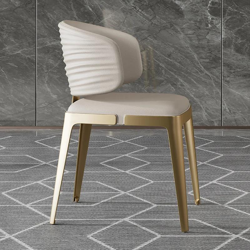 Chaise de salle à manger de luxe légère italienne, simple et moderne, en acier inoxydable, pour la m