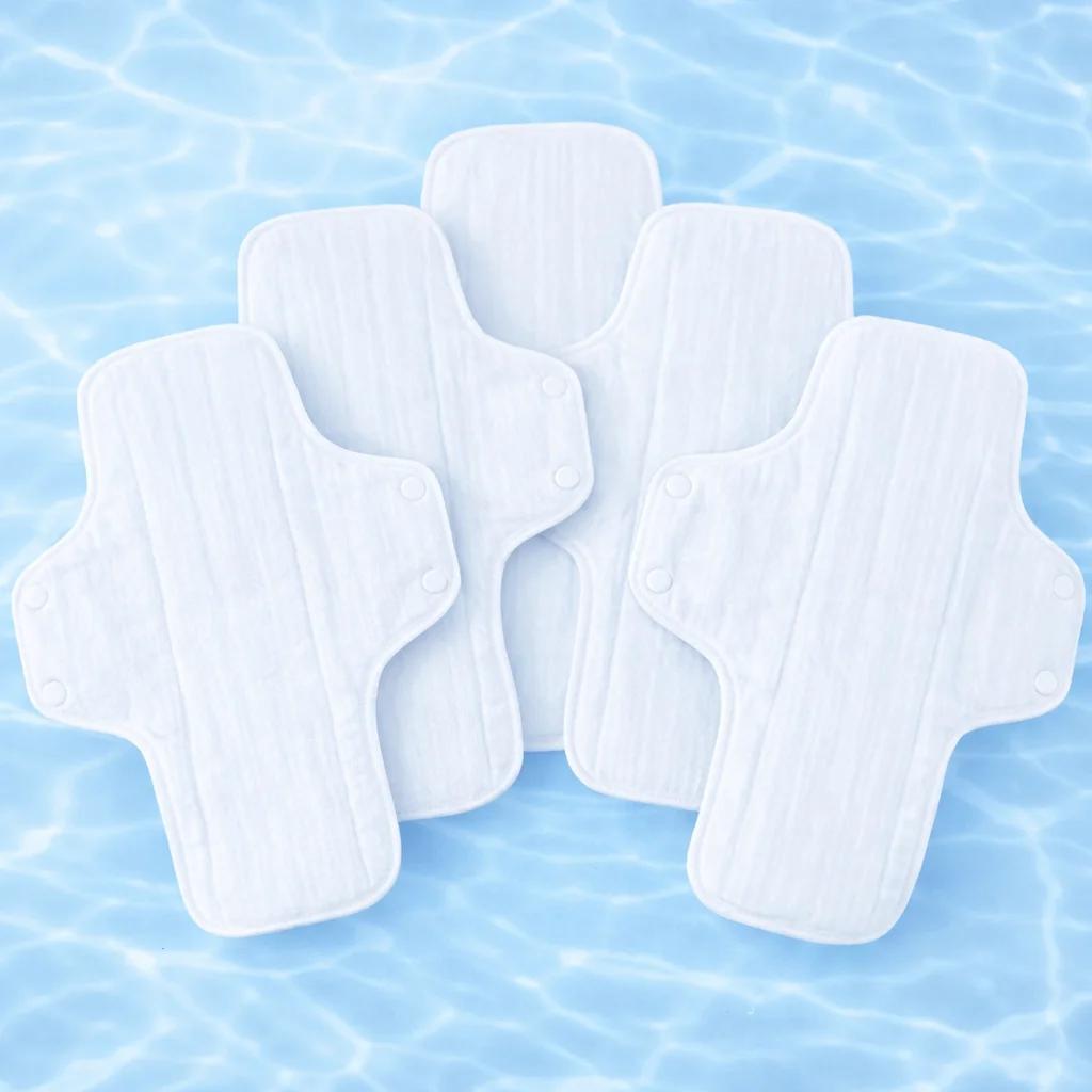 BIAI 5 pièces de coussinets en coton réutilisables lavables, doux pour la peau, coussinets en tissu