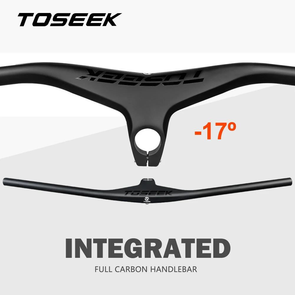 Guidon intégré carbone TOSEEK VTT 28.6mm -17° tige 660-800mm réglable pour vélo tout terrain