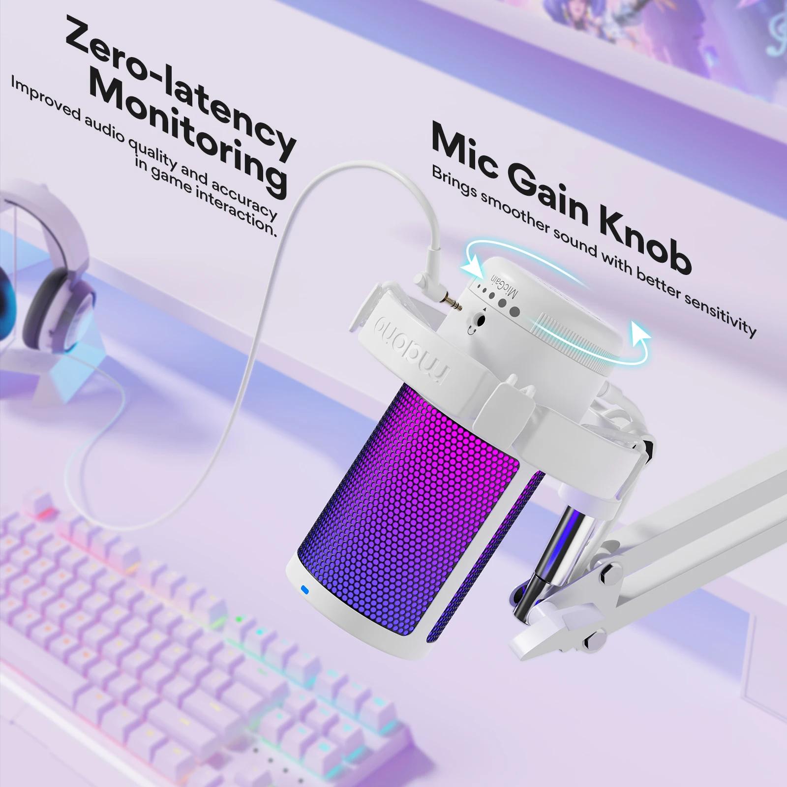 Microphone USB Gamerwave DGM20S, micro gaming, micro à condensateur, micro RGB, micro avec réduction