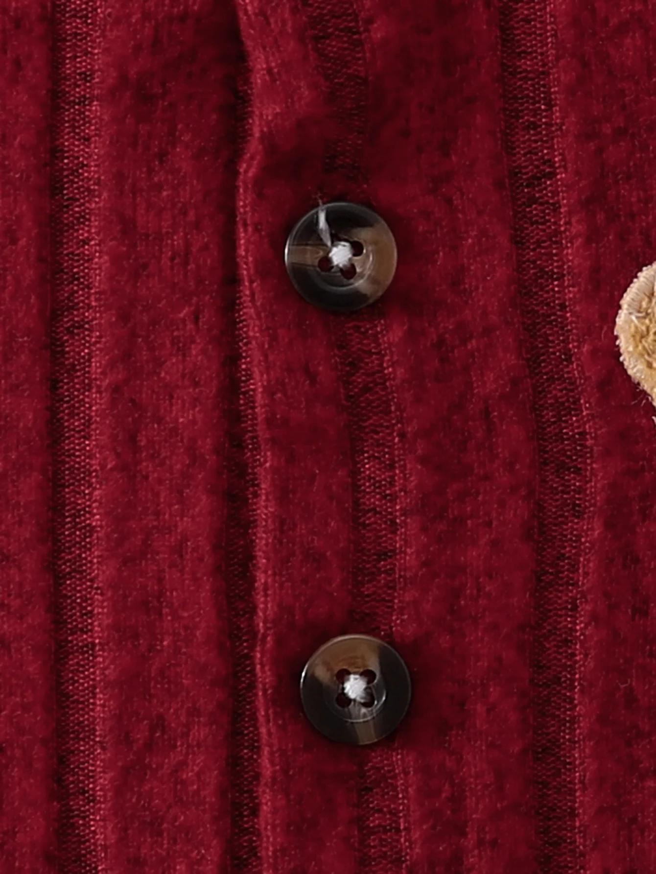 【Bébé garçon】 Combinaison rouge d'automne et d'hiver avec boutons à simple boutonnage sur le devant