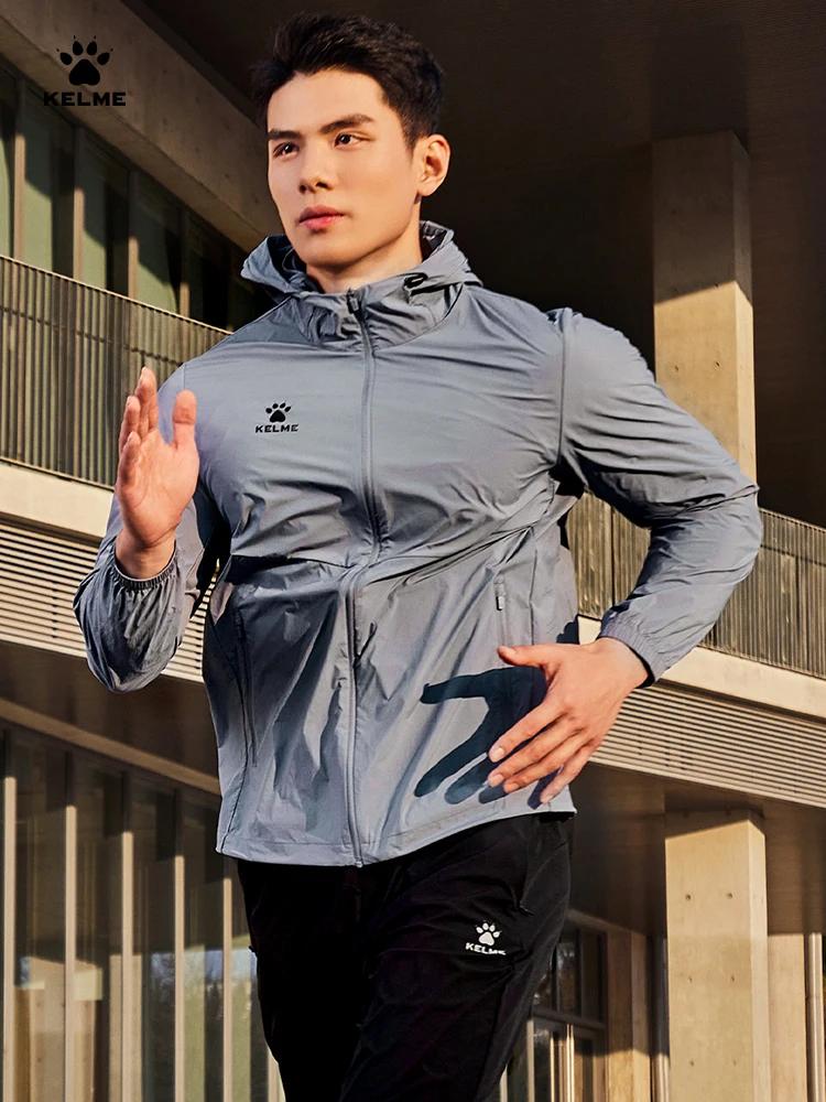 Veste de course homme Kelme imperméable capuche - Coupe-vent mince fitness alpinisme plein air