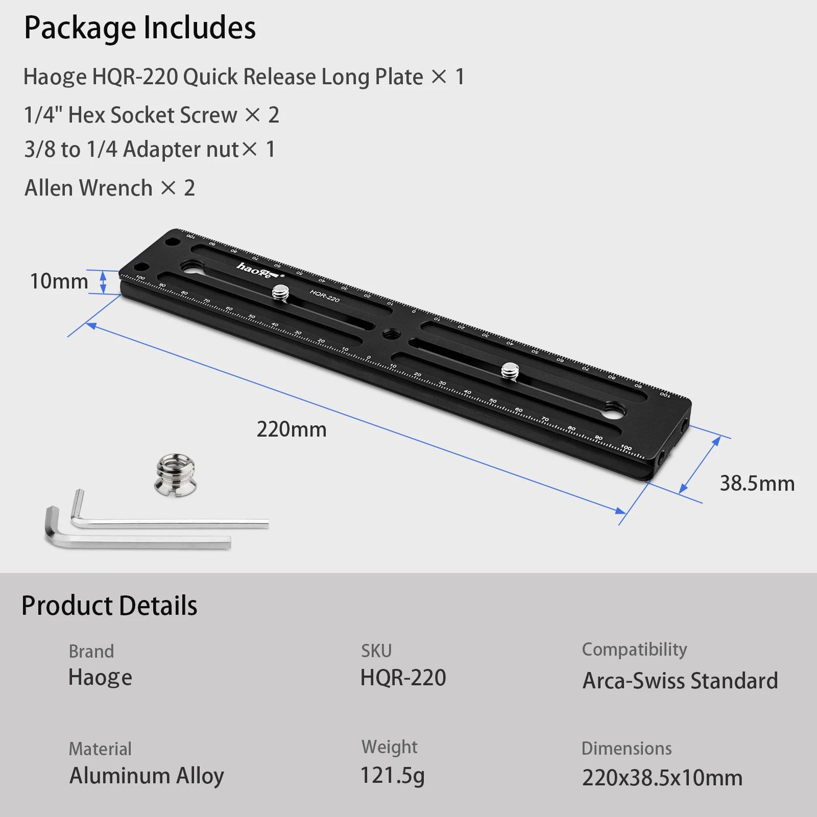 Haoge – Rail d'extension Long polyvalent à dégagement rapide, plaque coulissante pour caméra, trépie