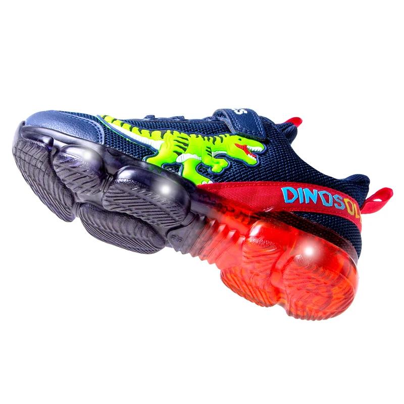 EXDINO T-REX LED 2-9Y garçons printemps automne maille chaussures de Tennis brillant enfants enfants