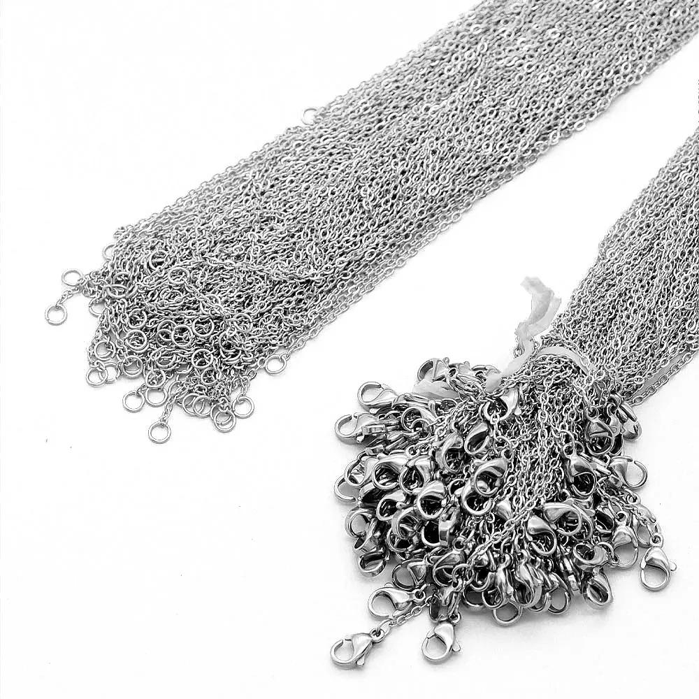 100 pcs/Lot en vrac en gros 304 en acier inoxydable lien de câble Rolo chaîne collier couleur or 45-