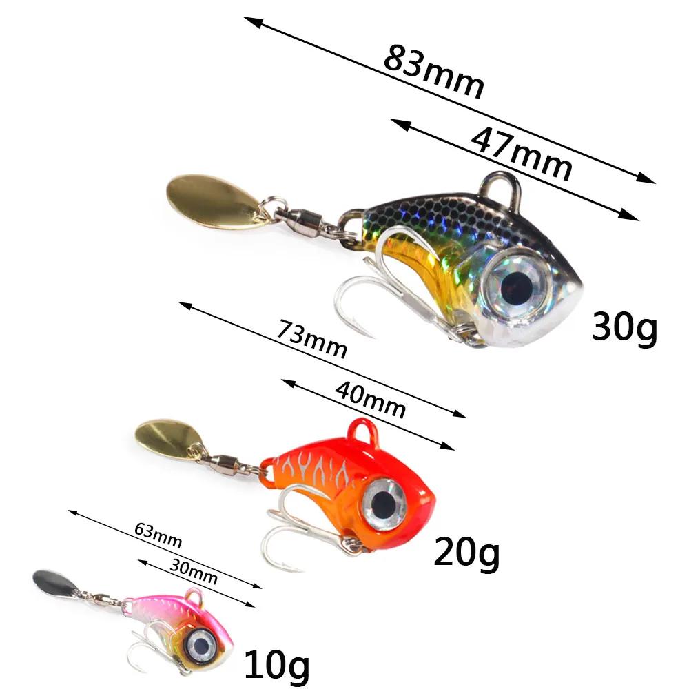 Wobble rotatif métal VIB Vibration appât Spinner cuillère gabarit leurres de pêche 10g 20g 30g appât