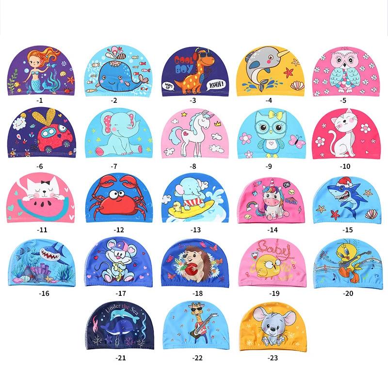 Bonnet de natation en tissu élastique pour enfants, chapeau de protection des oreilles, casquettes d