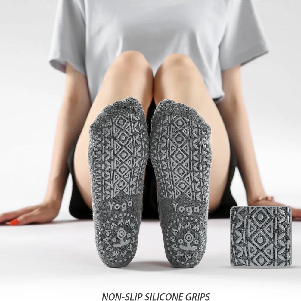 3 paires de chaussettes de Yoga pour femmes, chaussettes de Ballet antidérapantes en Silicone, Pilat