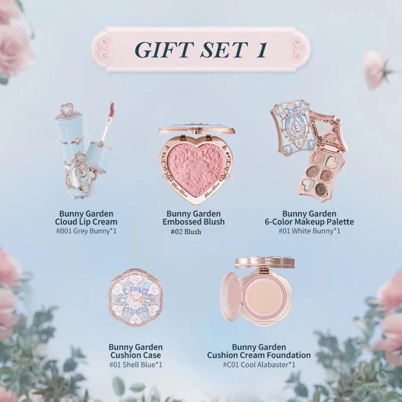 Kit de maquillage Flower Knows Bunny Garden Collection - Coffret cadeau avec rouge à lèvres, crème p