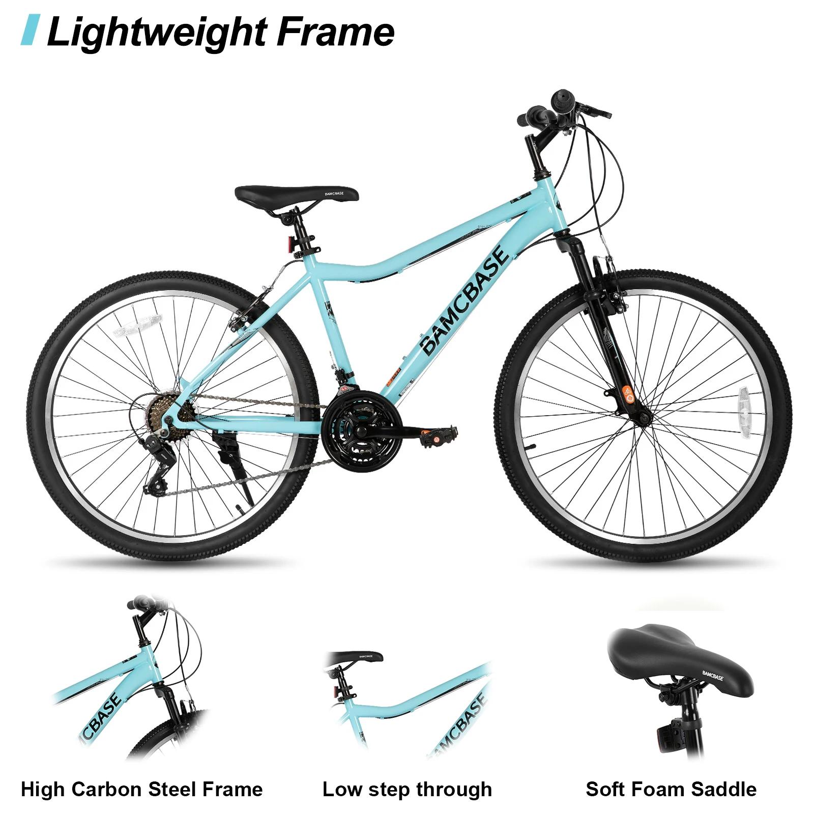 Hiland-VTT à 21 vitesses avec fourche à suspension pour homme et femme, cadre en acier, violet, vert