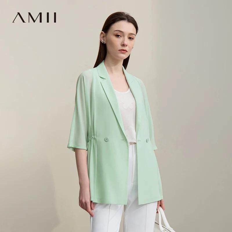Blazer Amii pour femme – Nouvelle collection été 2026 – Veste légère en mousseline à revers cranté e