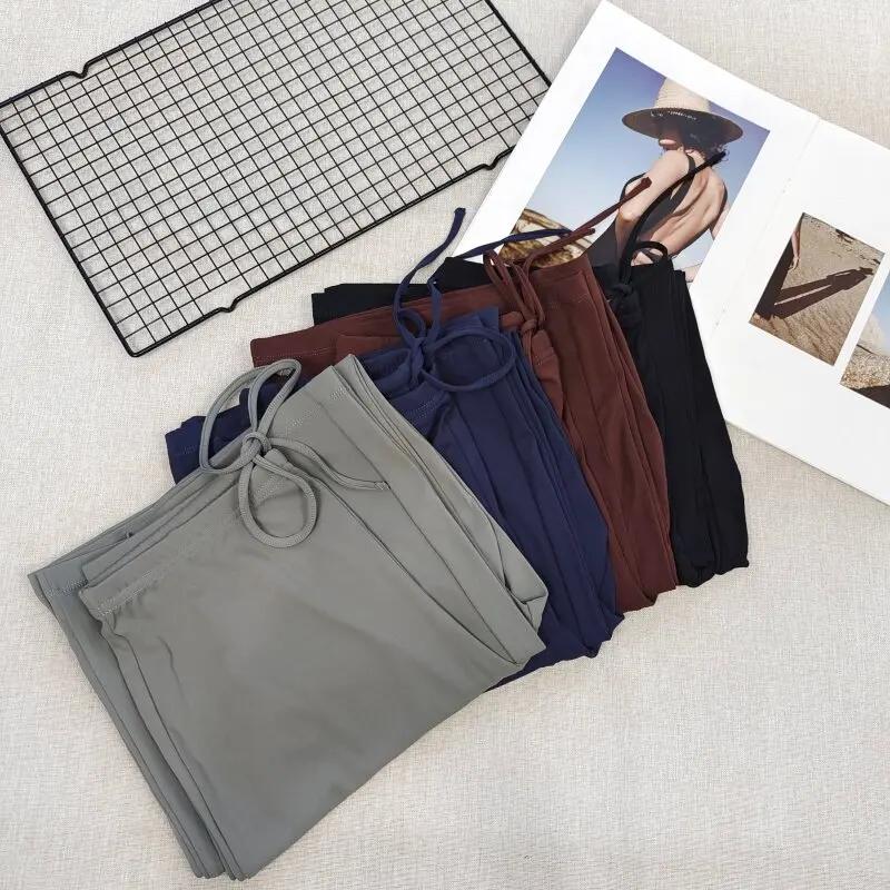 Pantalon de Yoga à jambes larges et douces pour femmes, taille élastique, rafraîchissant, respirant,