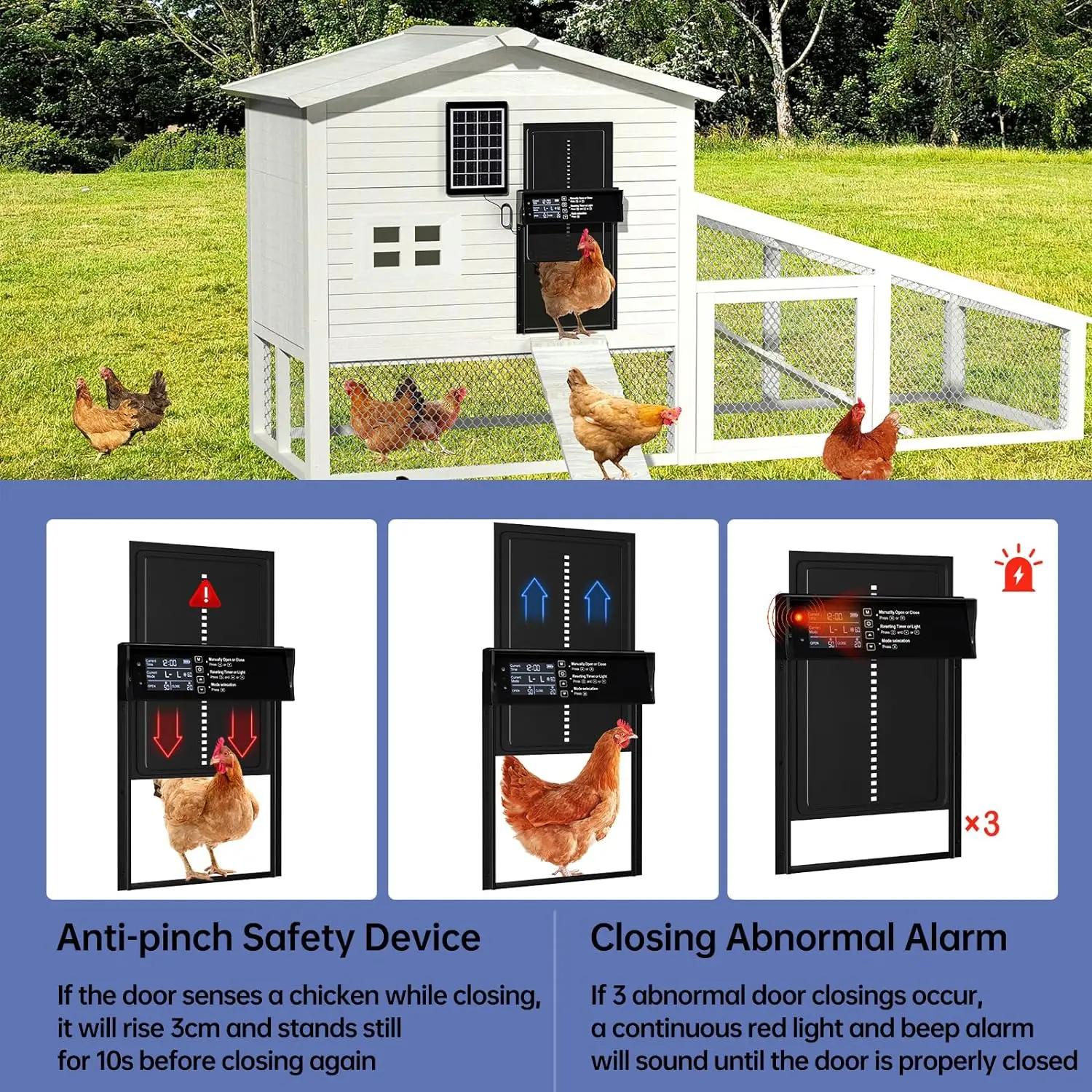 Porte de poulailler solaire, porte de poulet automatique à énergie solaire et chargement USB, porte