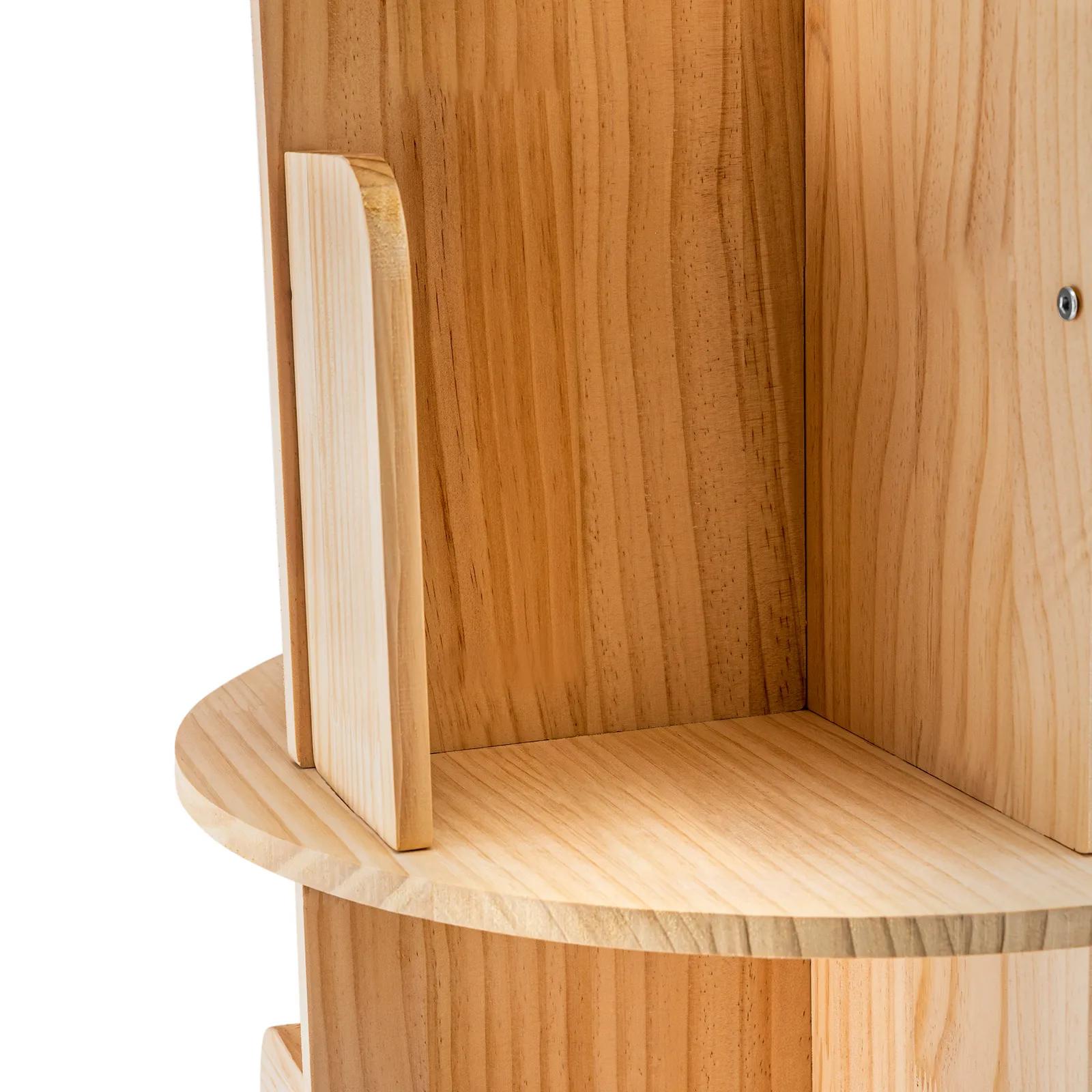 Bibliothèque rotative multifonctionnelle en bois massif, bibliothèque sur pied, rangement T1, évalua