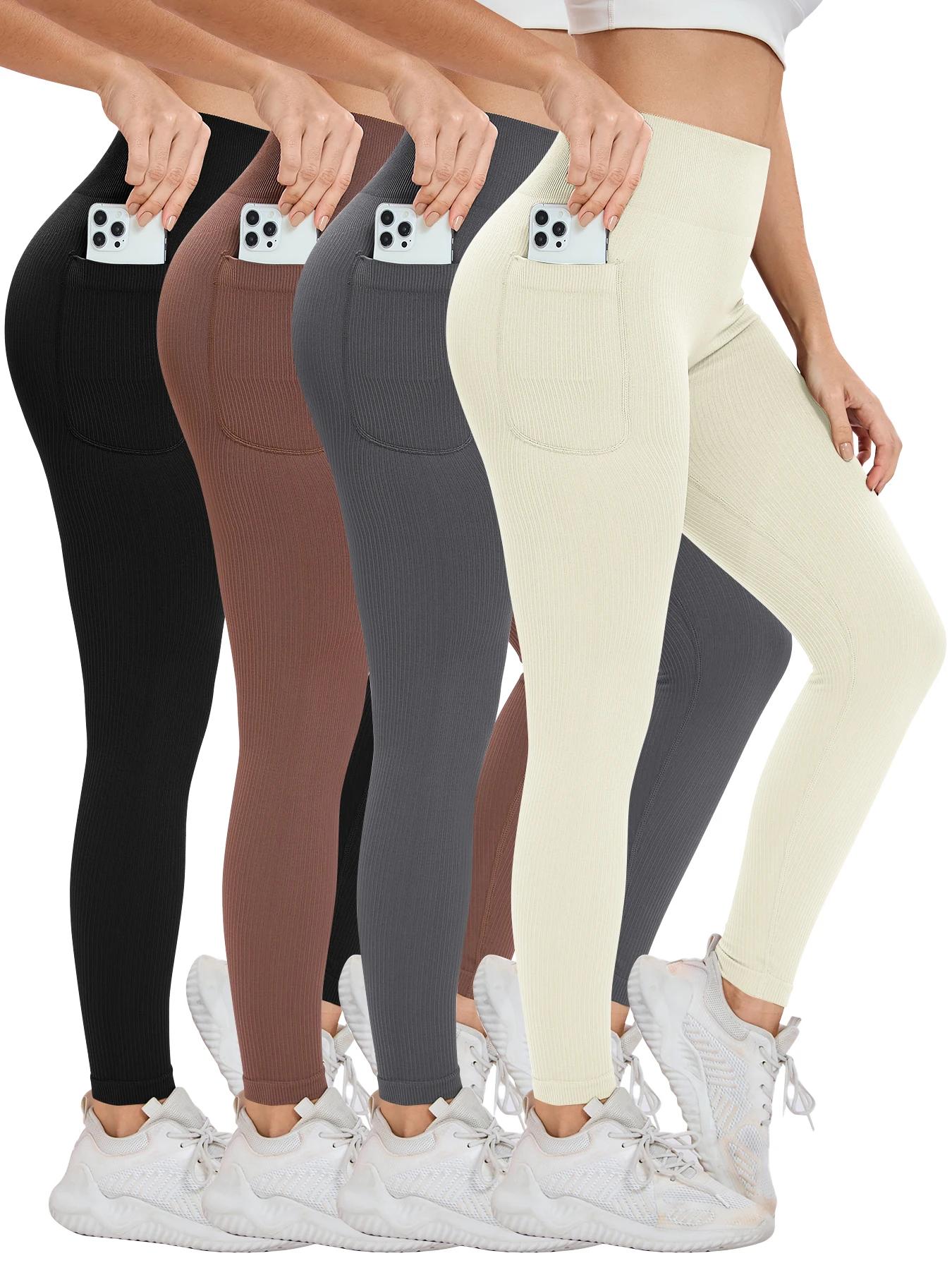 Leggings de sport filetés de couleur unie pour femmes, pantalons de yoga transfrontaliers sans coutu