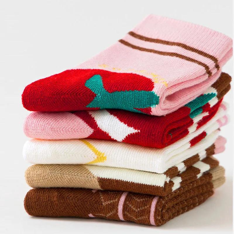 5 paires de chaussettes de printemps pour filles, chaussettes mignonnes en coton de classe A, chauss