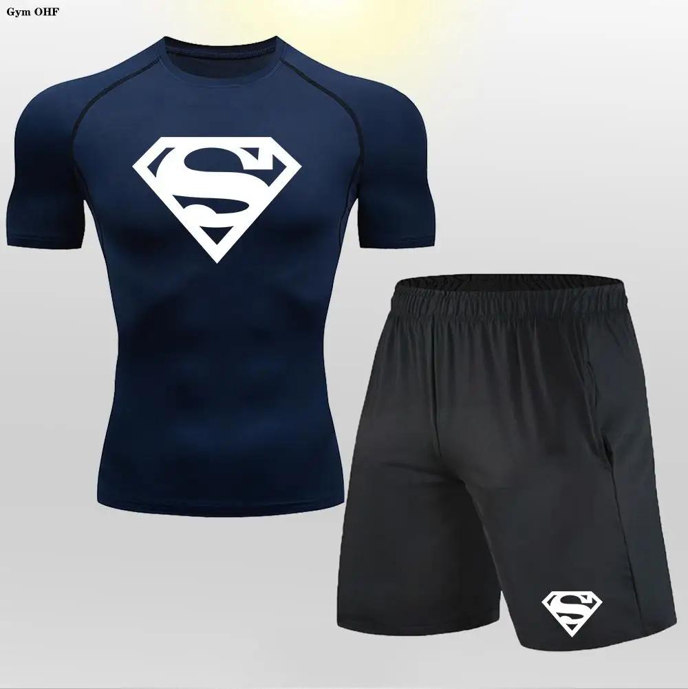 Rashgard imbibé de MMA pour homme, leggings d'entraînement à séchage rapide, t-shirt de compression