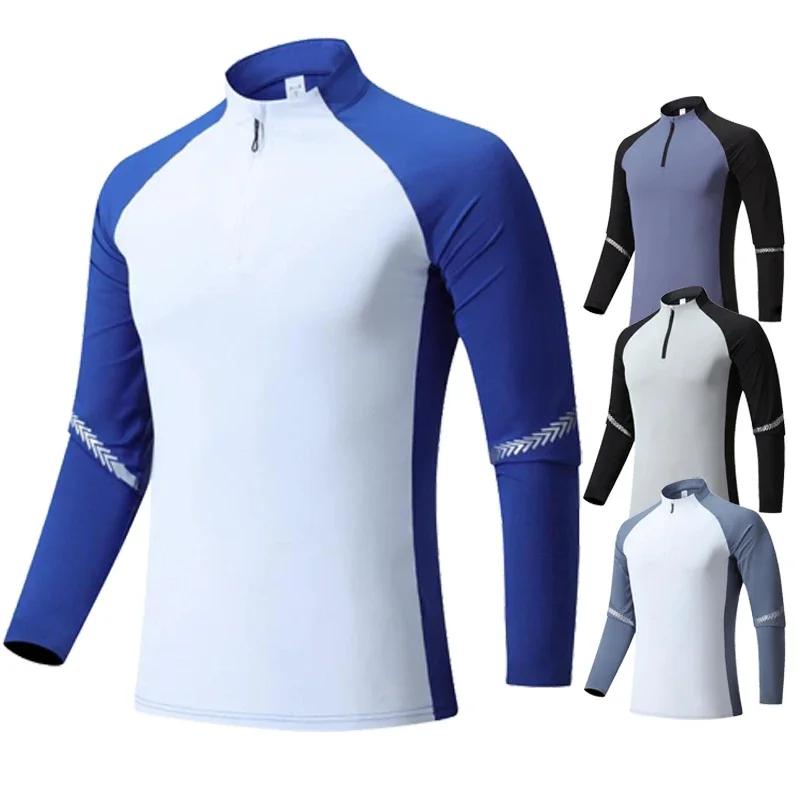 T-shirt à manches longues pour hommes, Sports de plein air, escalade, randonnée, col montant, fermet