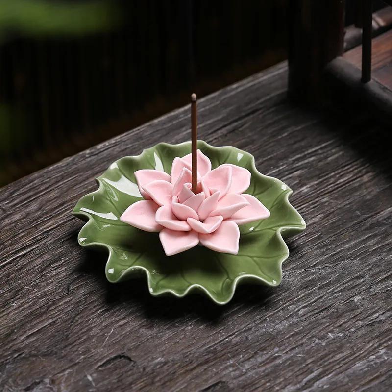 Plateau d'encens en céramique imitation fil floral fait à la main, diffuseur d'arôme, base typolePG,