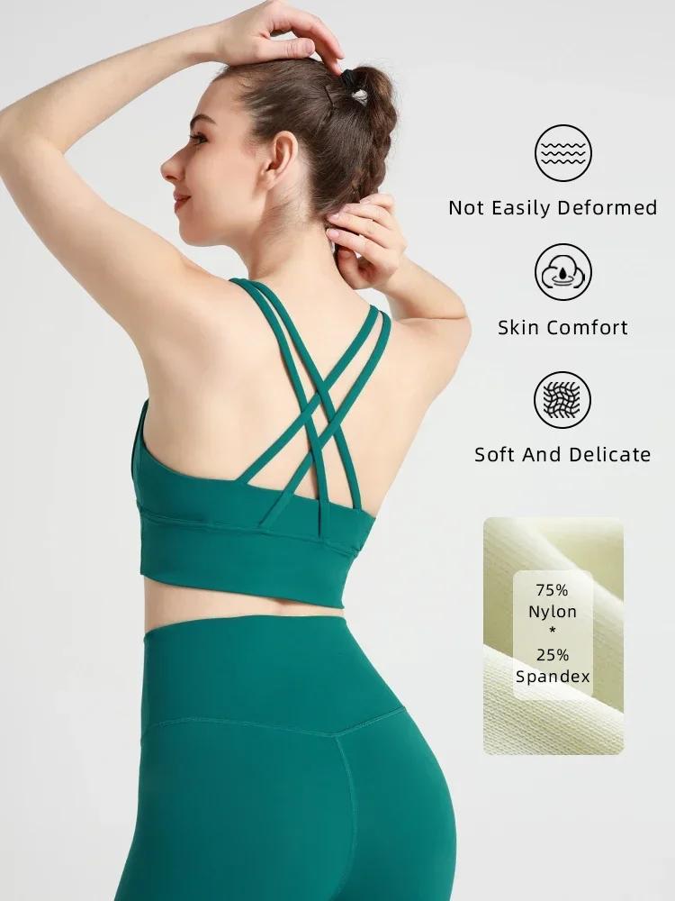 Soutien-gorge de sport Sexy pour femmes, gilet de Fitness, haut de sport, dos croisé, Yoga, course à