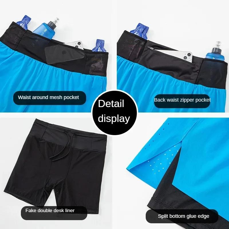 Short marathon homme double pont séchage rapide - Short fitness course basketball poche entraînement