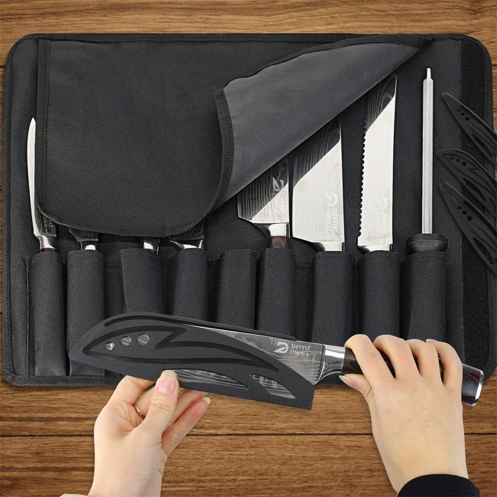 MDHAND 8 pièces couteau de cuisine damas acier inoxydable couteau de Chef utilitaire épluchage désos