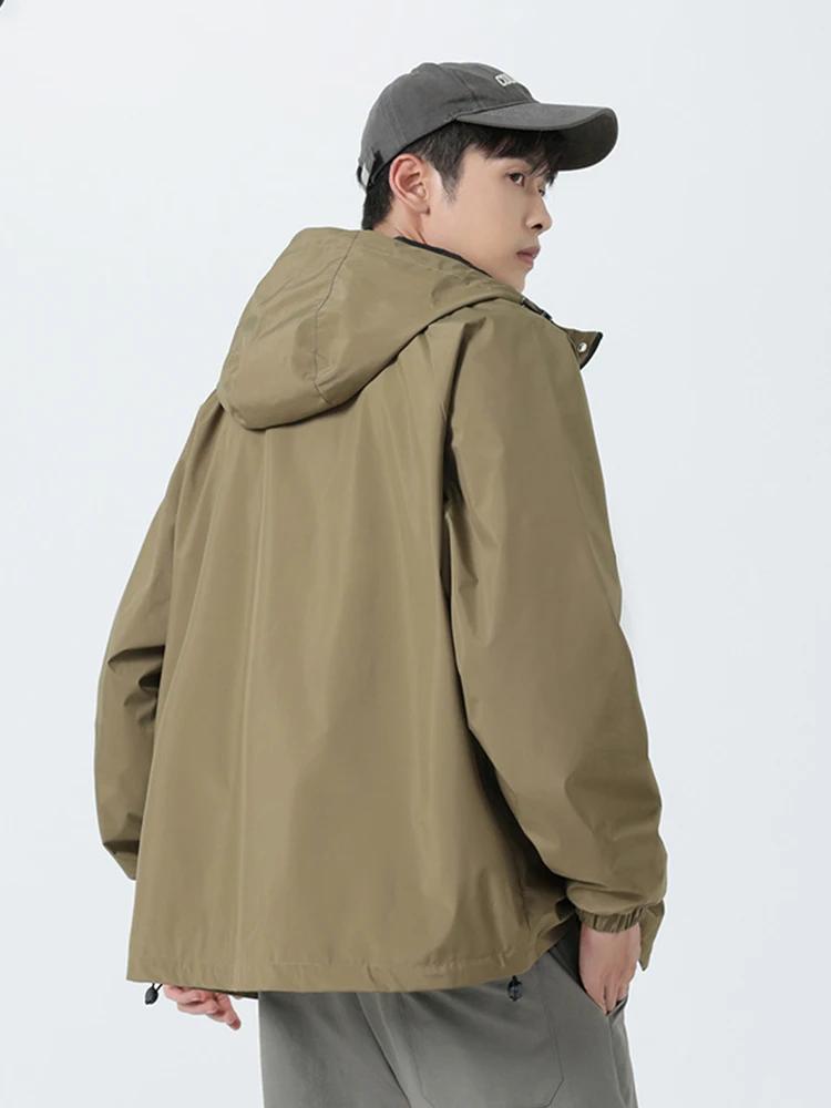 Vestes coupe-vent à capuche pour hommes 100% Polyester extérieur manteau coupe-vent hydrofuge coupe