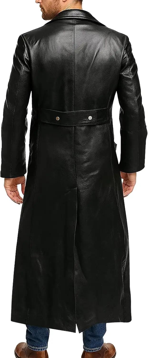 Trench-Coat long en cuir noir pour hommes, marine impériale, U-Boat, sous-marin, capitaine, veste en