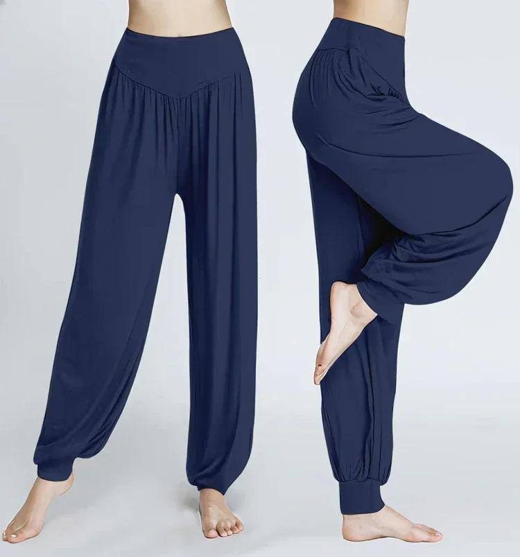 Pantalon élastique en coton doux pour femme, pantalon de yoga décontracté, pantalon de danse sportiv
