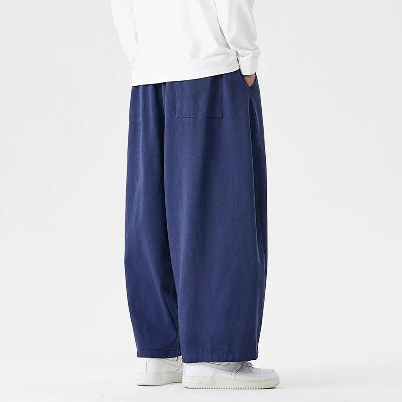 Pantalon à jambes larges pour hommes, confortable à porter, décontracté, sarun japonais, lanterne, c
