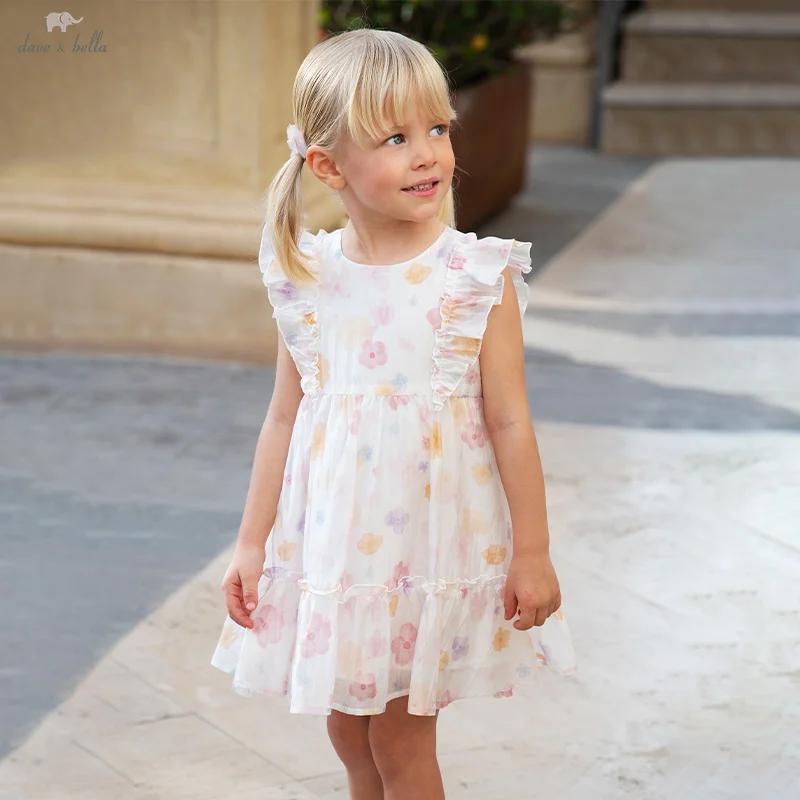 Dave Bella enfants robes printemps été sans manches filles Cool doux jupe coton doux vêtements d'ext