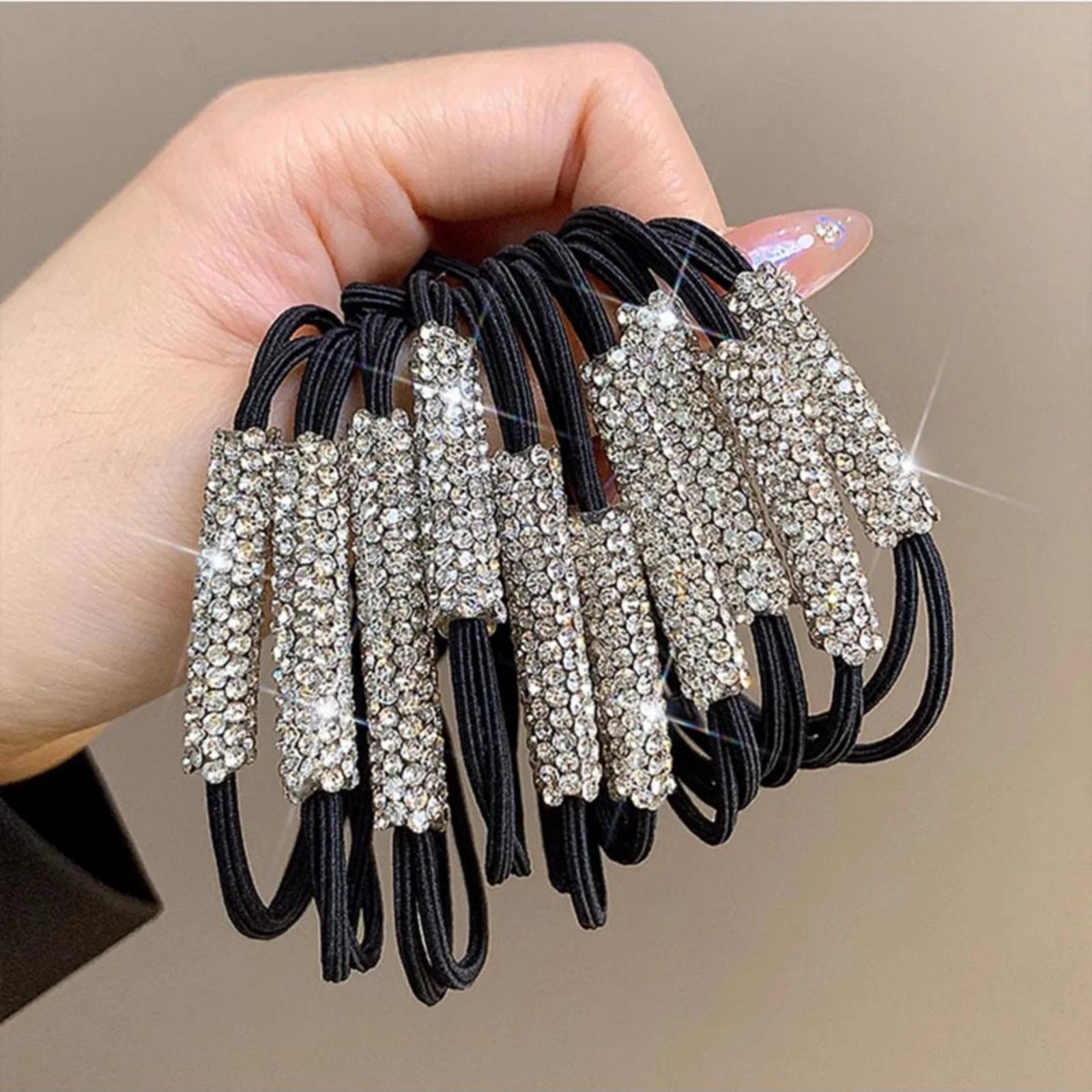 Attaches à cheveux en strass, 10 pièces, corde à cheveux haute élasticité, accessoires pour cheveux
