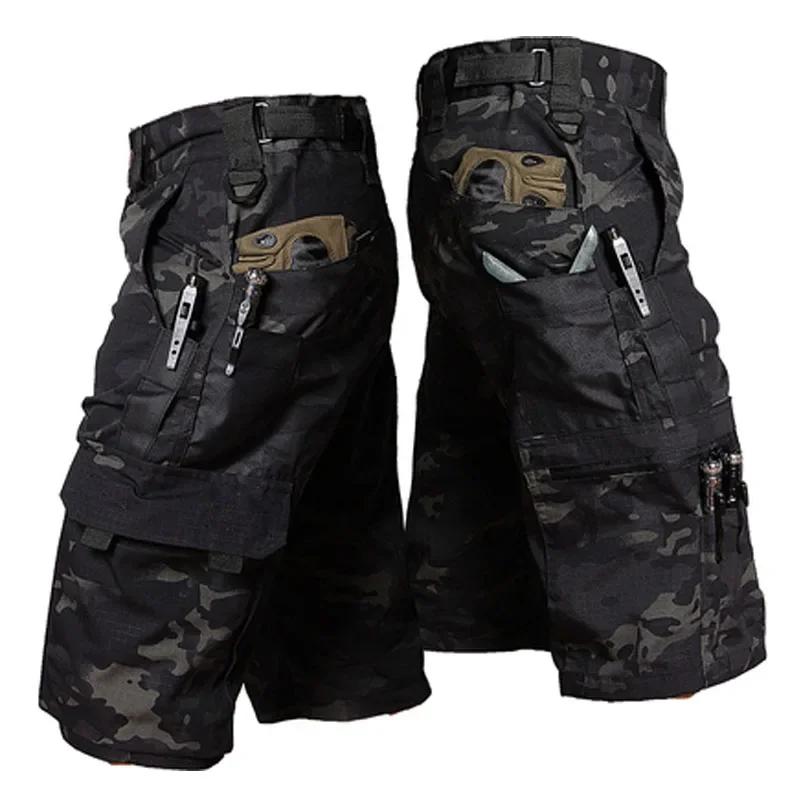 Short Cargo pour hommes, pantalon court tactique d'été, Bermuda multi-poches imperméable pour l'exté
