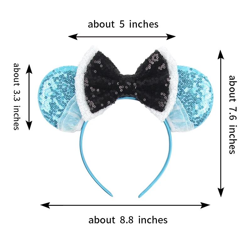 Serre-tête Disney 2026 avec oreilles de Mickey pour filles et femmes, avec sequins et nœud de 5 pouc