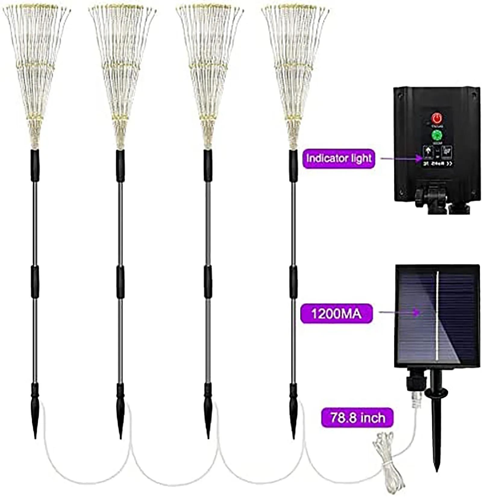Enquêter d'artifice solaire à LED de couleur, lampe étanche bricolage, utilisée pour les lumières de