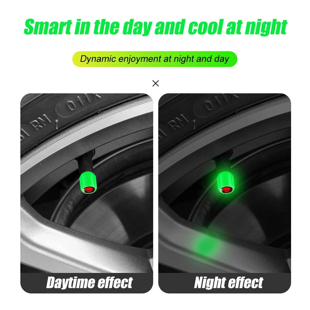 Bouchons de valve lumineux en forme de crâne, fluorescents, qui brillent la nuit, pour voiture, moto