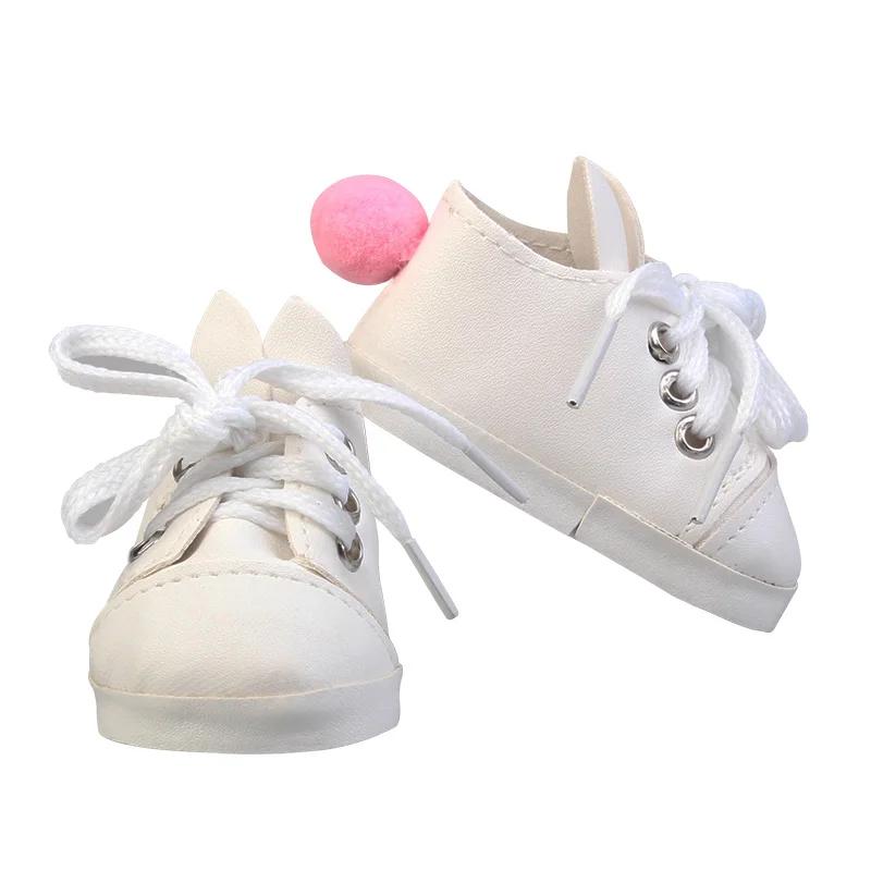 Chaussures en cuir PU lapin beurre pour 18 amaran, baskets à lacets, bébé nouveau-né et fille, brico