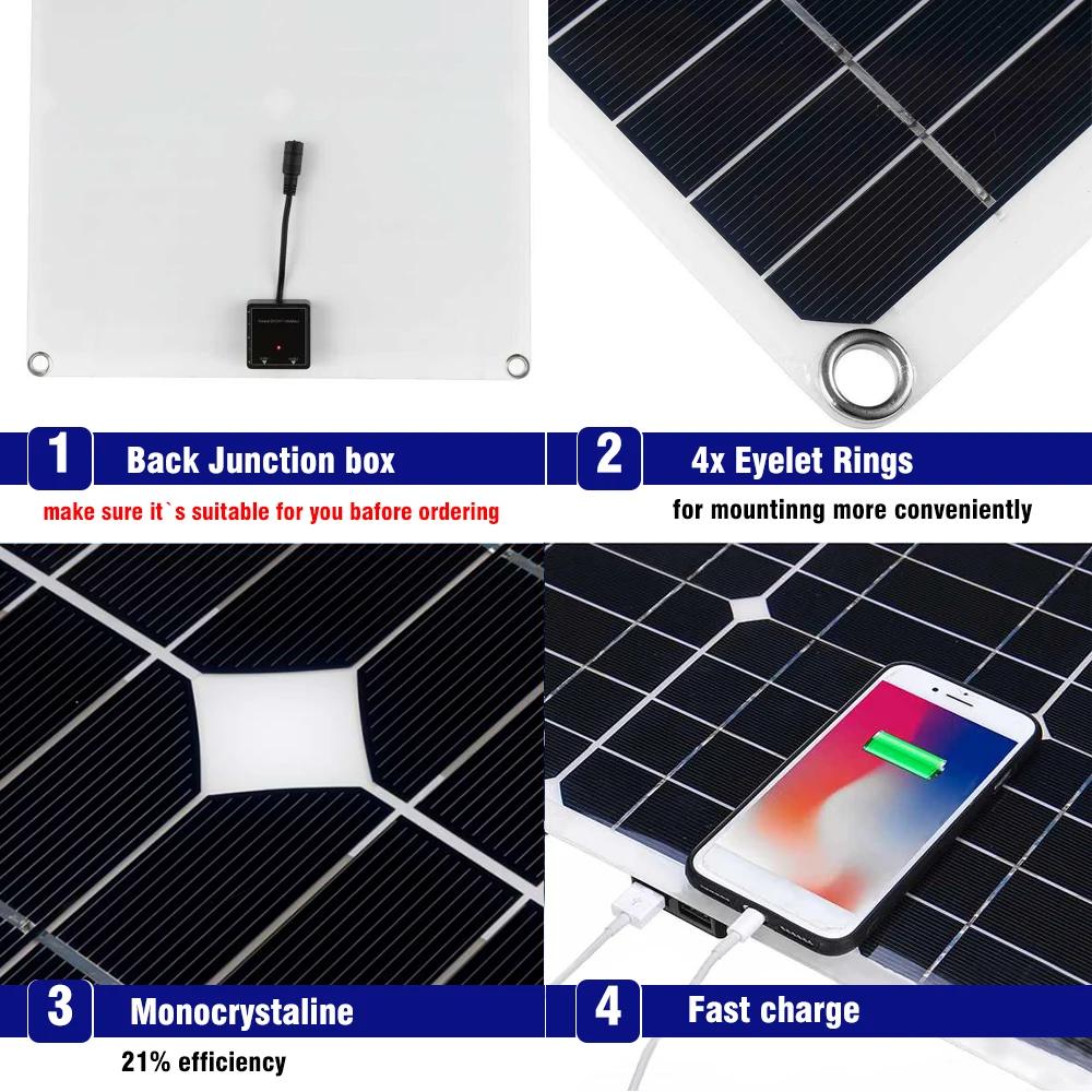 Kit de panneau solaire flexible, contrôleur de chargeur injuste de batterie, système d'éclairage dom